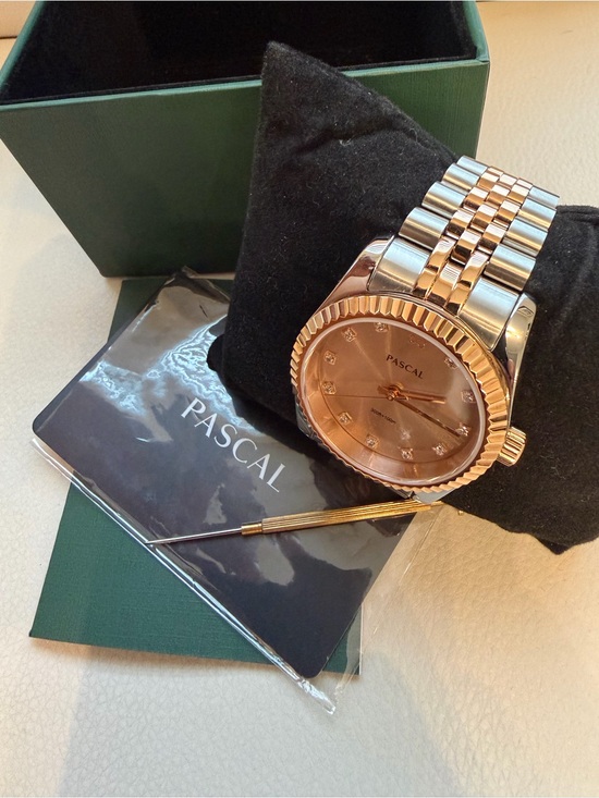 Pascal Diamond Watch rose and steel box card and tool for fix you size main image 5